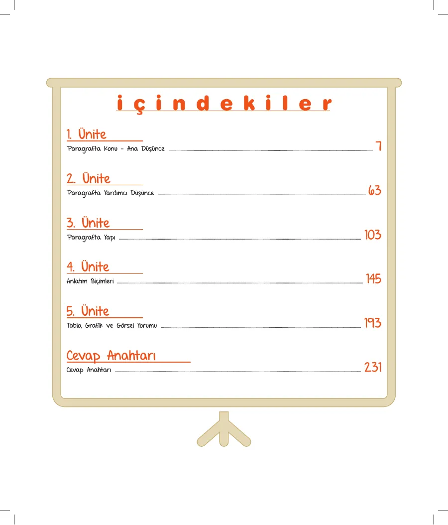 6. Sınıf Neşeli Paragraf içindekiler sayfası