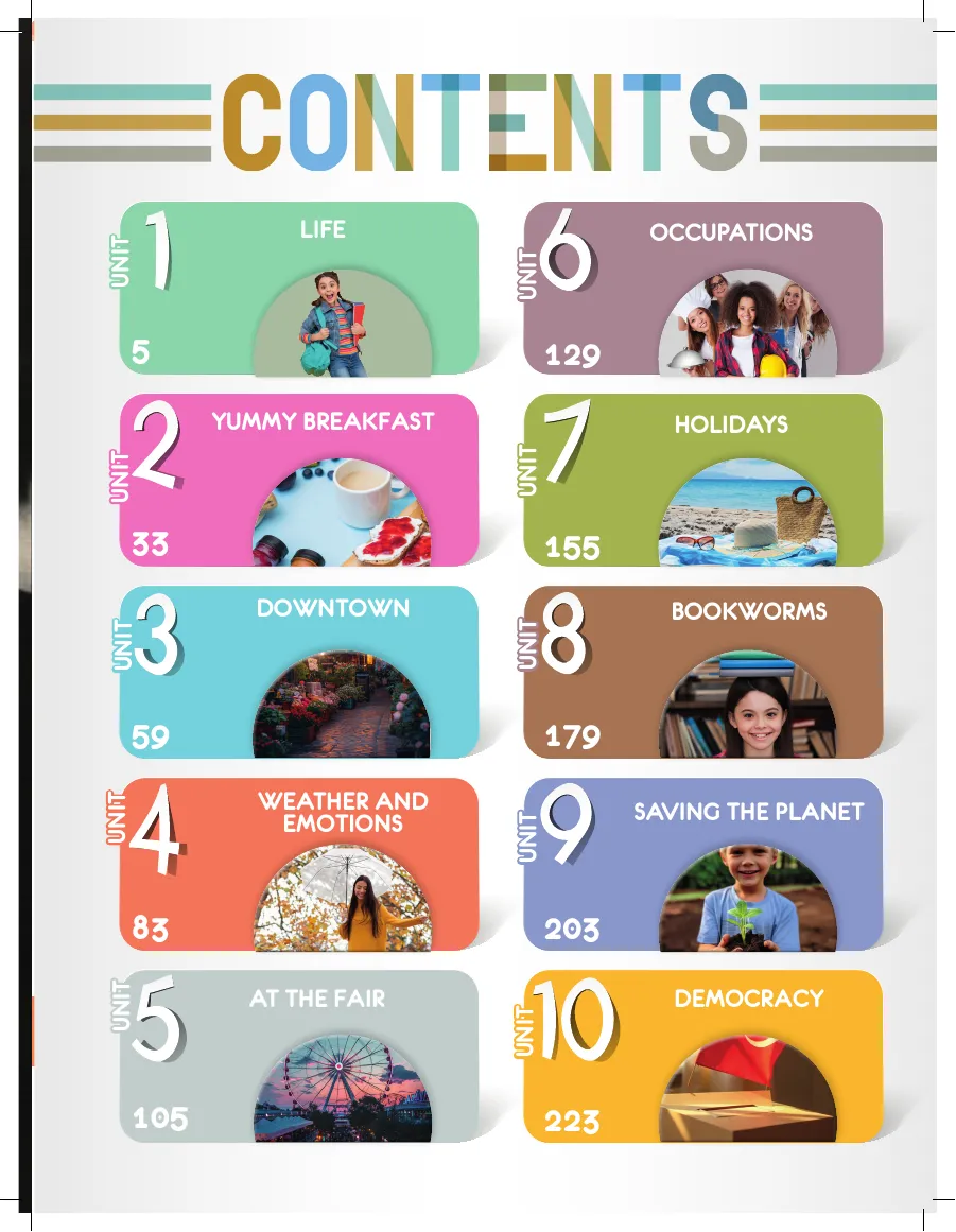 6 th Grade My Teacher Workbook içindekiler sayfası