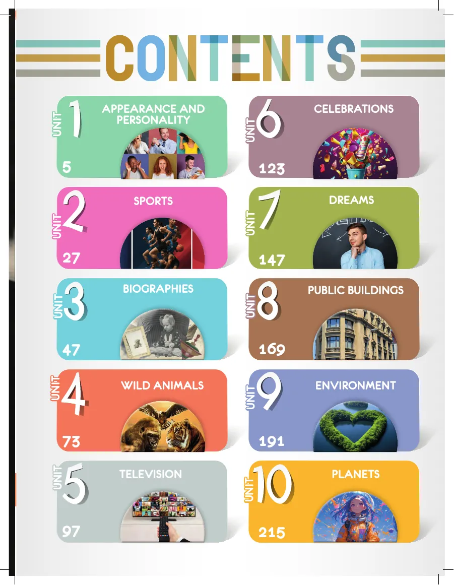 7 th Grade My Teacher Workbook içindekiler sayfası