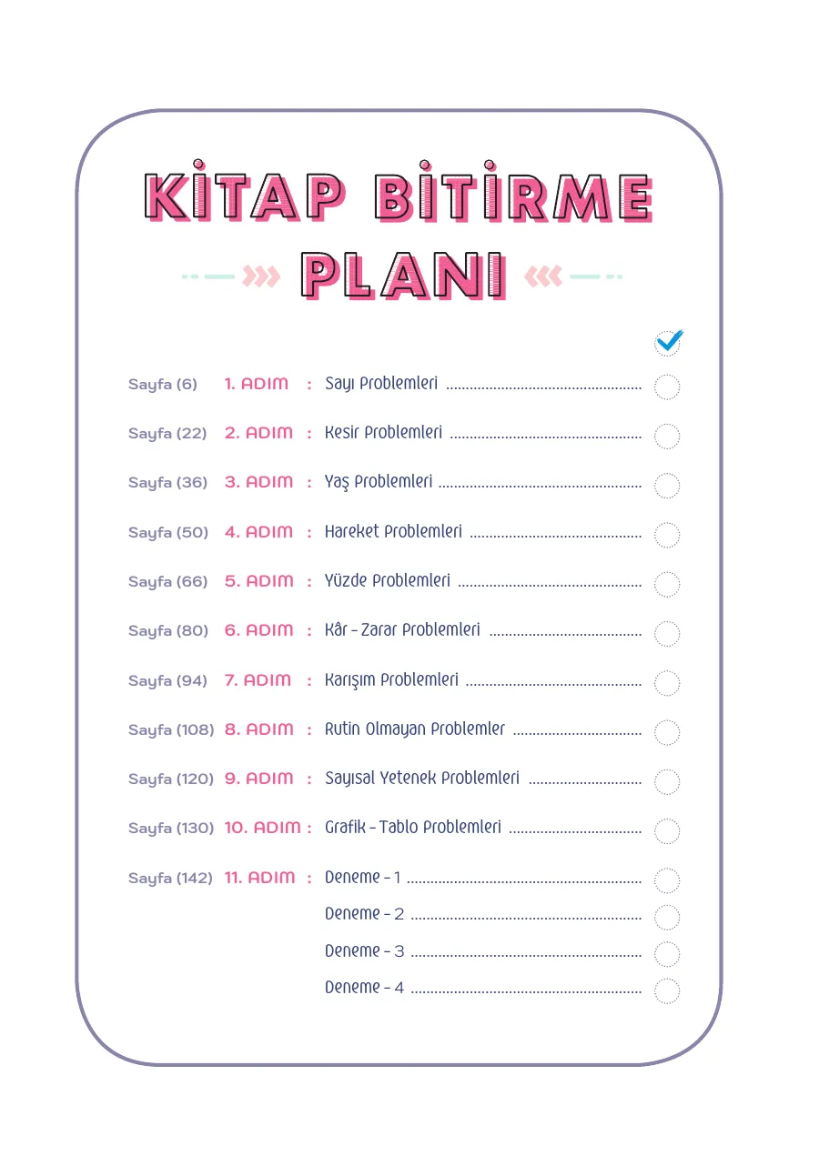 Probleme İlk Adım içindekiler sayfası