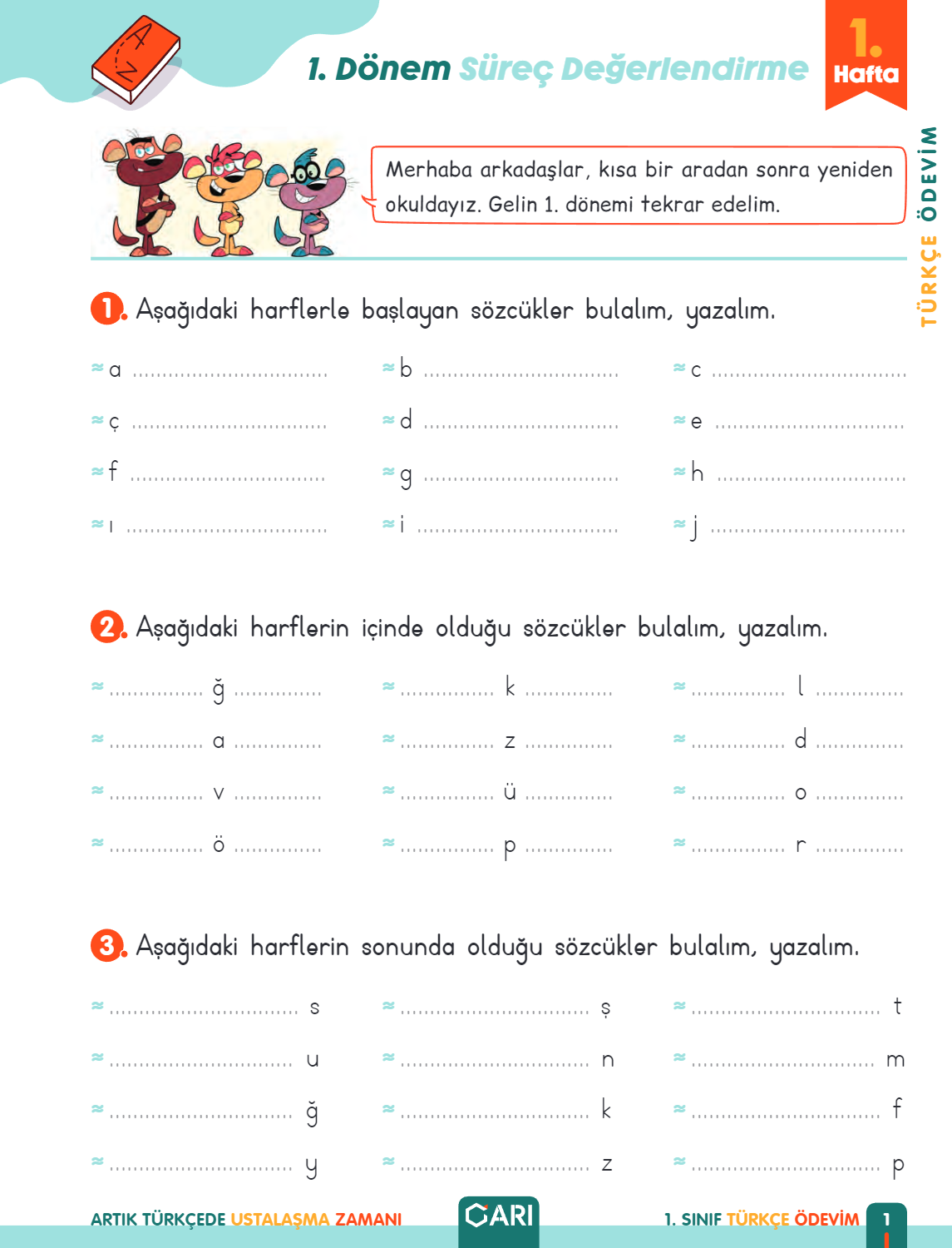 1. Sınıf Hafta Sonu Ödevim